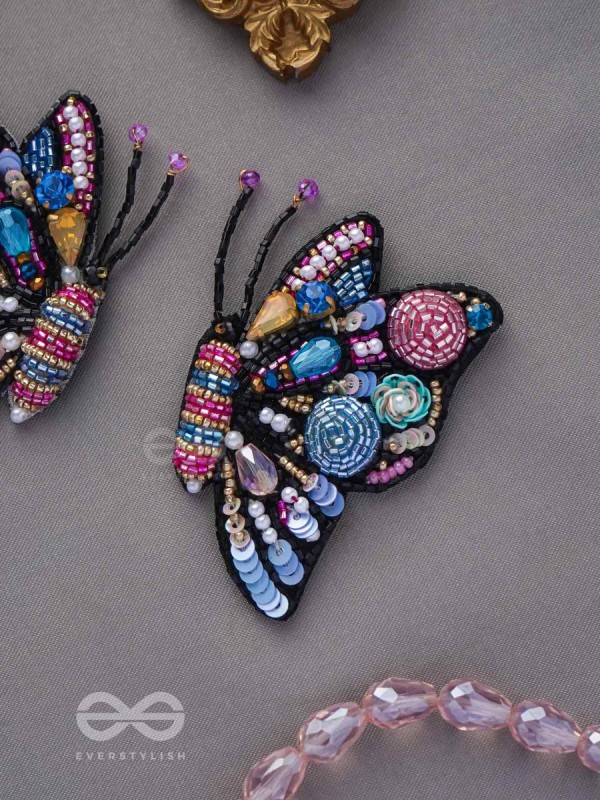 Vanyapadmini - The Gilded Flutter - Sequins, Beads And Cutdana Hand Embroidered Earrings (Multicolor)