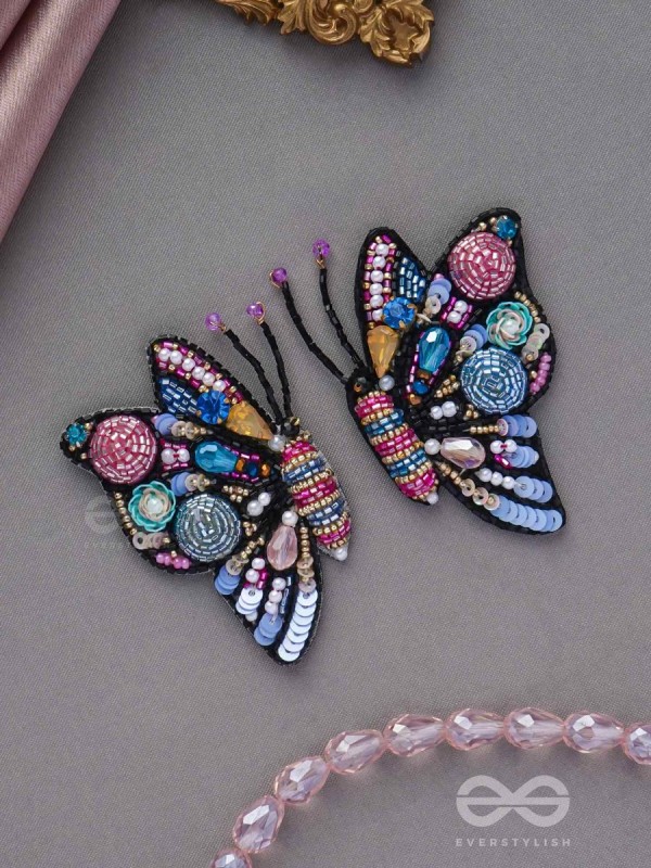 Vanyapadmini - The Gilded Flutter - Sequins, Beads And Cutdana Hand Embroidered Earrings (Multicolor)