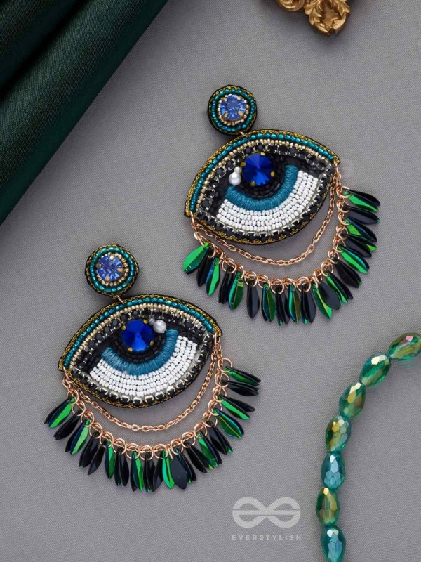 ADRISHTI - THE BLESSED GAZE - STONES, BEADS, SEQUINS AND PEARL EMBROIDERED EARRINGS