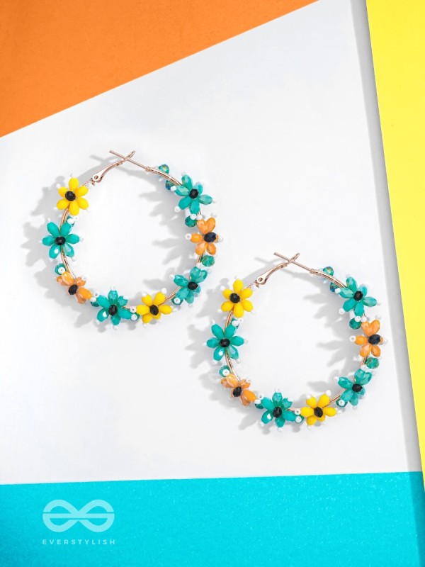 Spring's Escape - Floral Hoop Earrings