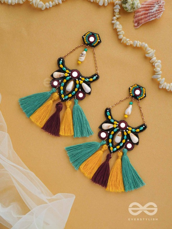Rochana - The Assorted Gleam - Mirrors, Beads And Resham Hand Embroidered Earrings (Multicolor)