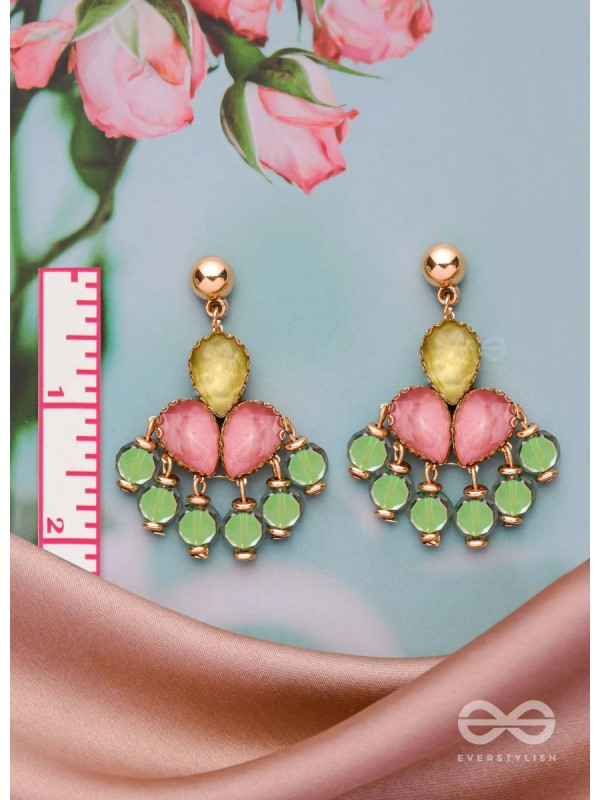 THE CHARMING ROSETTES - GOLDEN EMBELLISHED EARRINGS