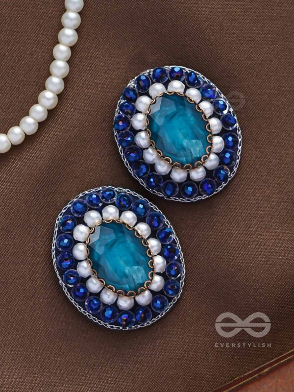 AMRITARA - THE ETERNAL ESSENCE - STONE, PEARLS AND SEQUINS EMBROIDERED EARRINGS