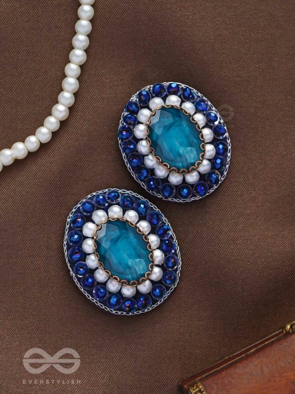 AMRITARA - THE ETERNAL ESSENCE - STONE, PEARLS AND SEQUINS EMBROIDERED EARRINGS