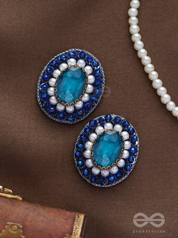 AMRITARA - THE ETERNAL ESSENCE - STONE, PEARLS AND SEQUINS EMBROIDERED EARRINGS