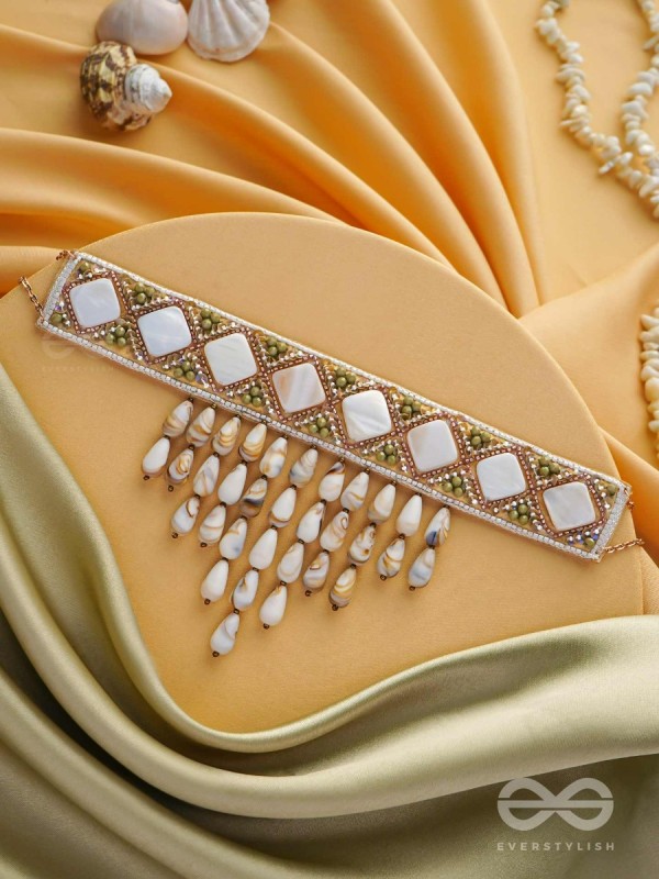 Aparnavara - The Shoreline Glow - Sequins, Beads And Marble Drops Hand Embroidered Neckpiece