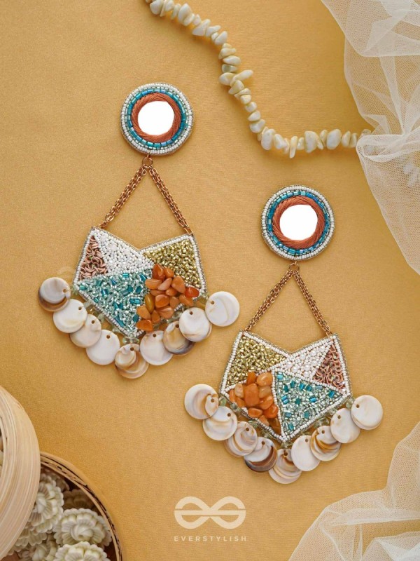 ANVESAKA - THE TREASURE SEEKER - STONES, BEADS, SEQUINS AND MIRROR EMBROIDERED EARRINGS