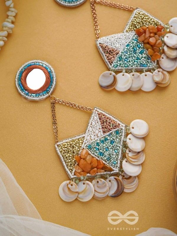 ANVESAKA - THE TREASURE SEEKER - STONES, BEADS, SEQUINS AND MIRROR EMBROIDERED EARRINGS