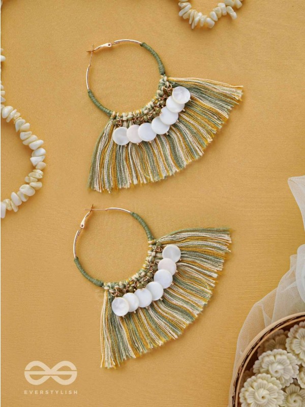 TATRABHAVA - THE COASTAL CARNIVALS - BEADS AND COTTON THREADS EMBROIDERED HOOP EARRINGS