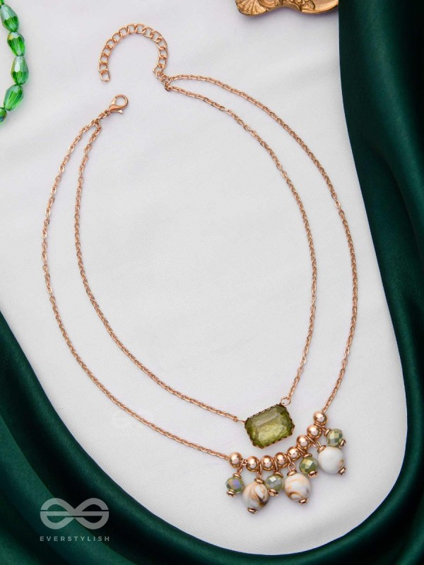 The Earthy Elegance - Green Multilayer Neckpiece With Anti-Tarnish Coating 