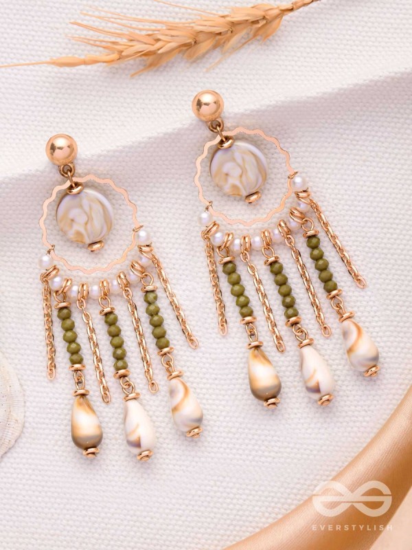 SEASHORE FERN FRINGE - GOLDEN DROP EARRINGS