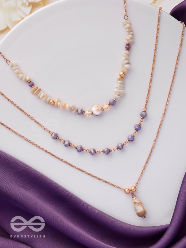 The Lavender Meadows - Casual Multilayered Neckpiece With Anti-Tarnish Coating 