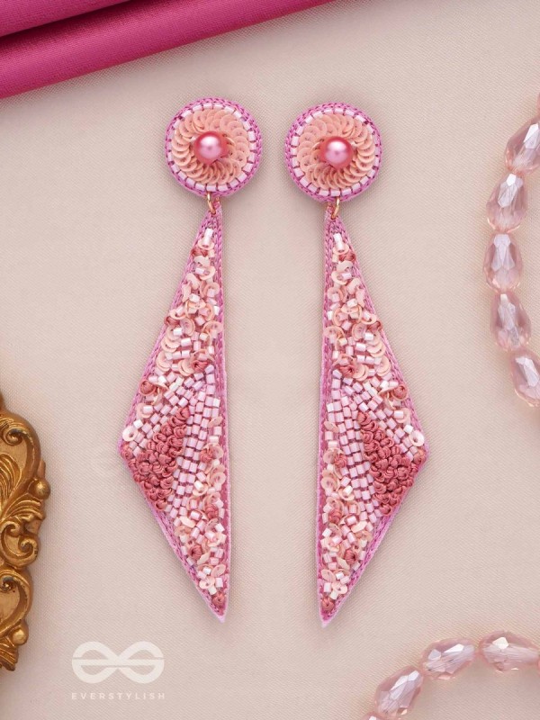 Dviguna - The Sleek Splendor - Cutdana, Resham And Sequins Hand Embroidered Earrings