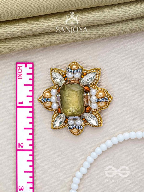 Dyauta -  Star Like Glow - Stone And Beads Hand Embroidered Stud Earrings