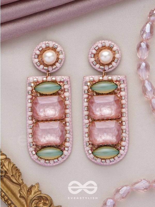 PALITA - THE FADED BEAUTY - STONES, BEADS AND PEARLS EMBROIDERED EARRINGS