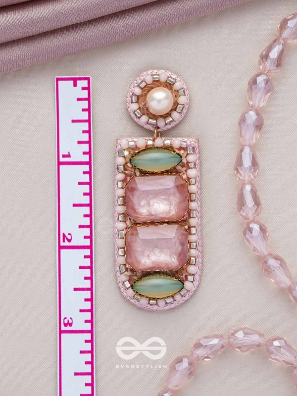 PALITA - THE FADED BEAUTY - STONES, BEADS AND PEARLS EMBROIDERED EARRINGS