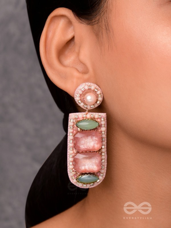 PALITA - THE FADED BEAUTY - STONES, BEADS AND PEARLS EMBROIDERED EARRINGS