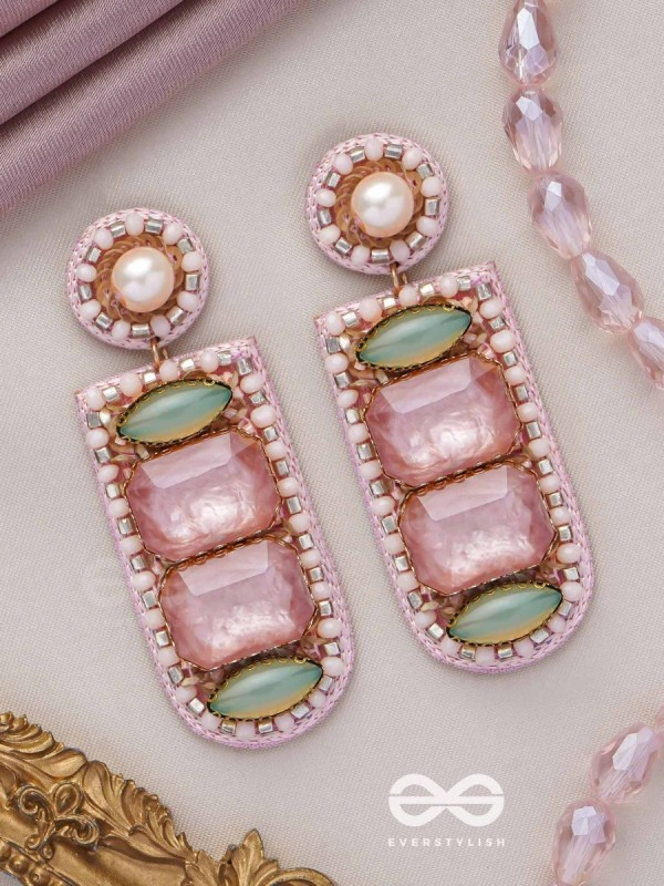 PALITA - THE FADED BEAUTY - STONES, BEADS AND PEARLS EMBROIDERED EARRINGS