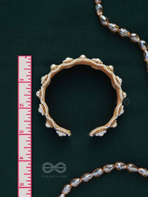 AYUDHA - THE IVORY SHINE - PEARLS AND BEADS EMBROIDERED BANGLES (SET OF 2)