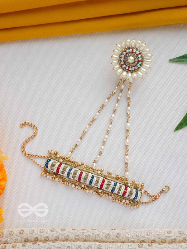 Shukti - Source Of Pearls - Beads, Cutdana And Pearls Hand Embroidered Haathphool