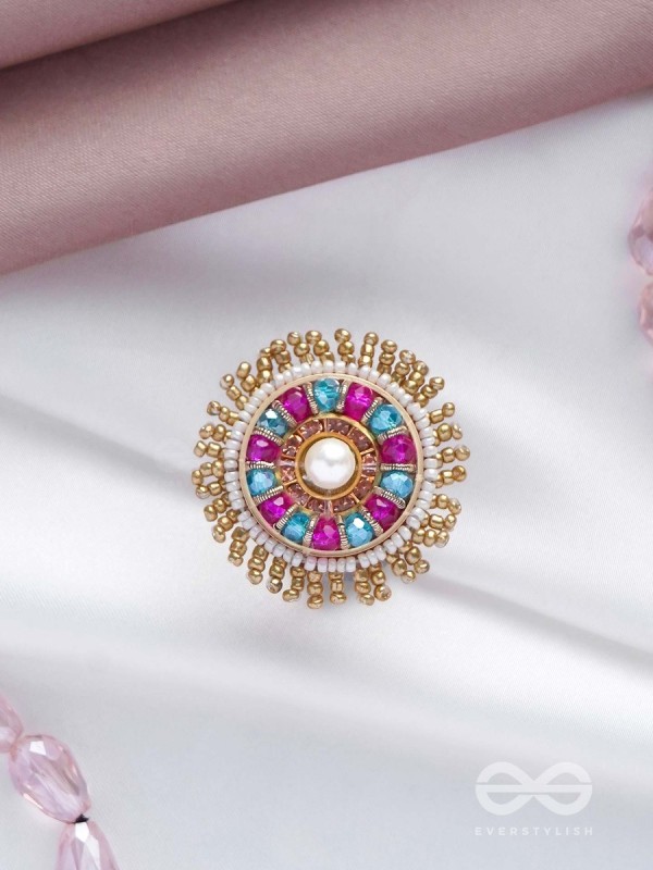 UPARATI - REFLECTION OF CALMNESS - BEADS AND PEARLS EMBROIDERED RING (MULTICOLOR)