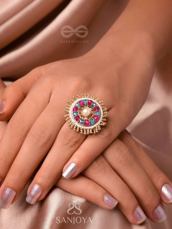 UPARATI - REFLECTION OF CALMNESS - BEADS AND PEARLS EMBROIDERED RING (MULTICOLOR)