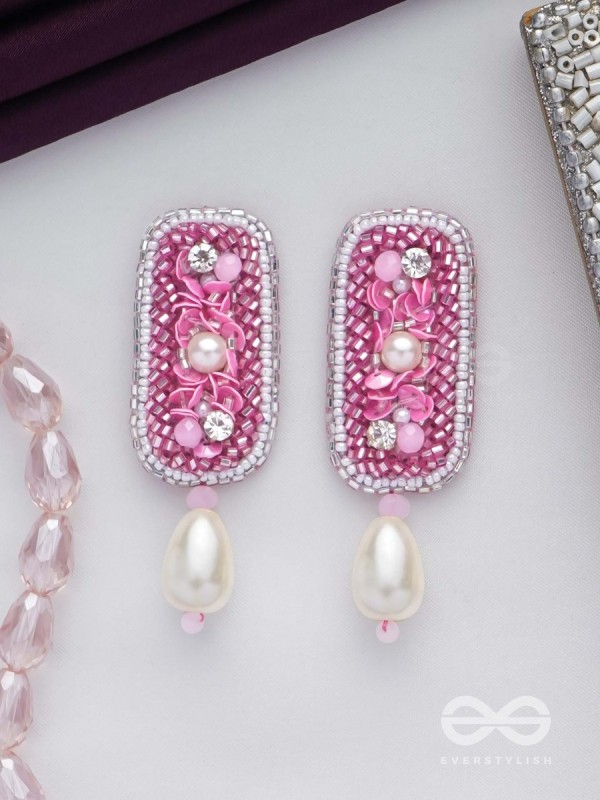 VARAVARSHINI - BESTOWER OF BOONS - STONE, BEADS AND PEARLS EMBROIDERED EARRINGS