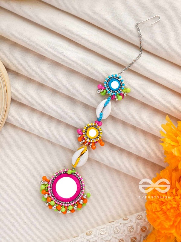 PRATIMITA - BEAUTY IN MIRROR - SHELL, BEADS AND MIRROR EMBROIDERED MAANGTIKA