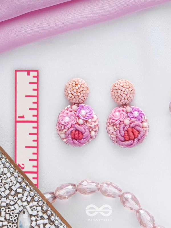Pushpayita - Adorned With Flowers - Sequins, Cutdana, Resham And Beads Hand Embroidered Earrings