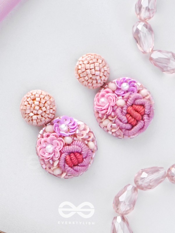 Pushpayita - Adorned With Flowers - Sequins, Cutdana, Resham And Beads Hand Embroidered Earrings