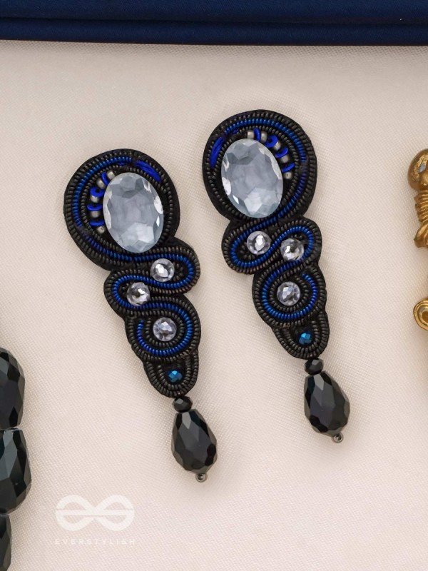 Vartulya - The Curvaceous Beauty - Stone, Beads And Sequins Hand Embroidered Earrings