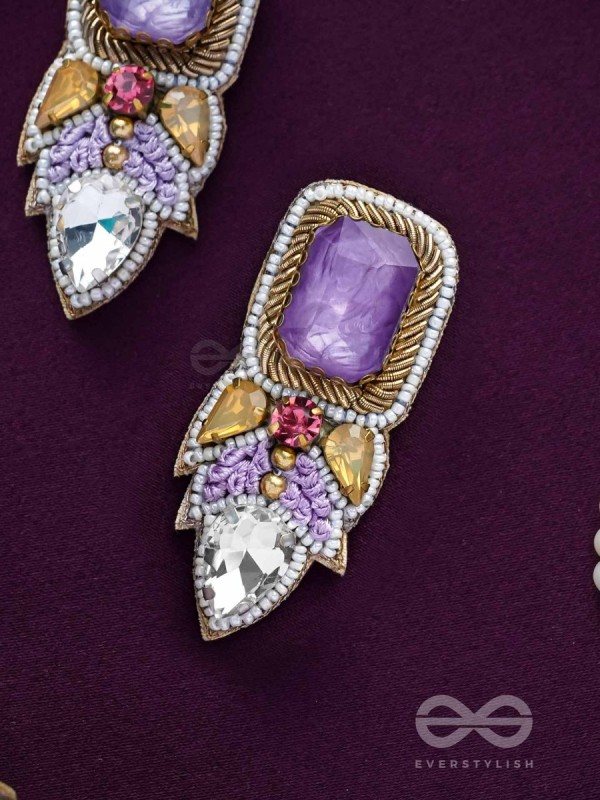 VIYATI - THE DEVIANT UNIQUENESS - STONES AND BEADS EMBROIDERED EARRINGS
