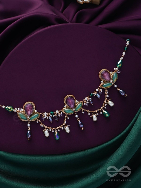Aabharan - The Royal Ornament - Stones, Beads, Glass And Pearl Drop Embroidered Neckpiece With Anti-Tarnish Coating