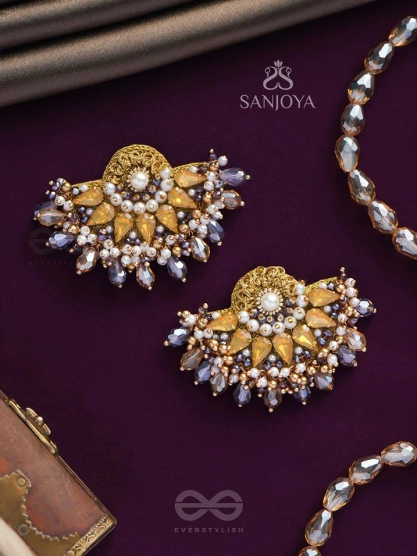 PUSHPAVALLI - TREASURES OF GARDEN -  PEARLS, STONE AND BEADS EMBROIDERED EARRINGS