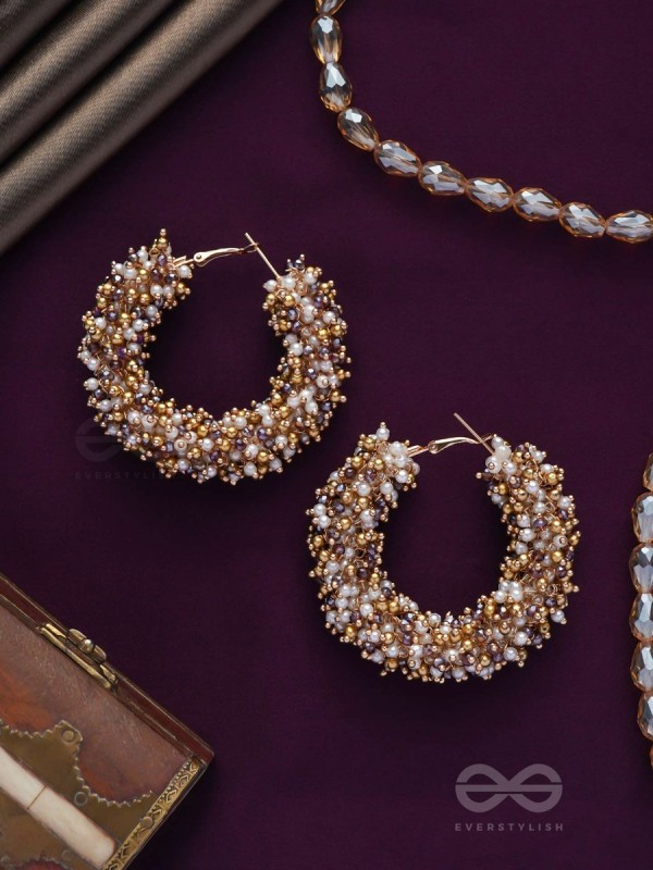 Vilokita - The Shining Garlands -Beaded Hand Embroidered Hoop Earrings