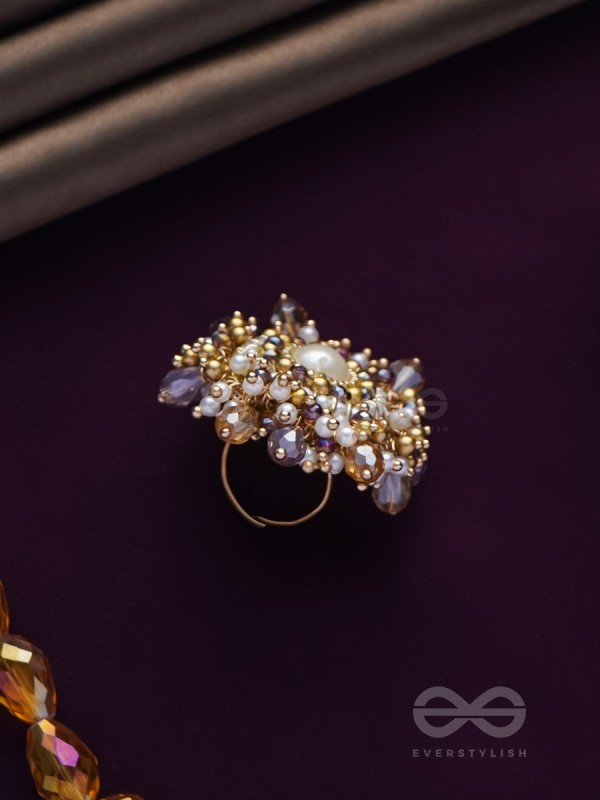 ANUKULIKA - THE REGAL BRILLIANCE - PEARLS AND BEADS EMBROIDERED RING