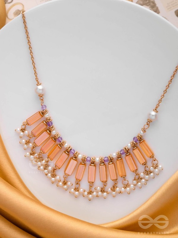 The Sunset Hues - Elegant Statement Neckpiece With Anti-Tarnish Coating 