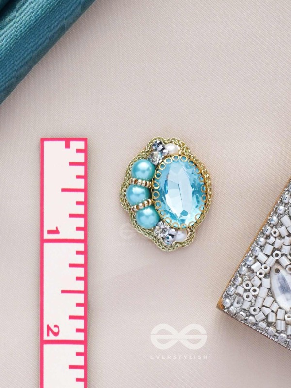 PRABHASVARA - THE RADIANT SKY - STONE, PEARLS AND BEADS EMBROIDERED EARRINGS