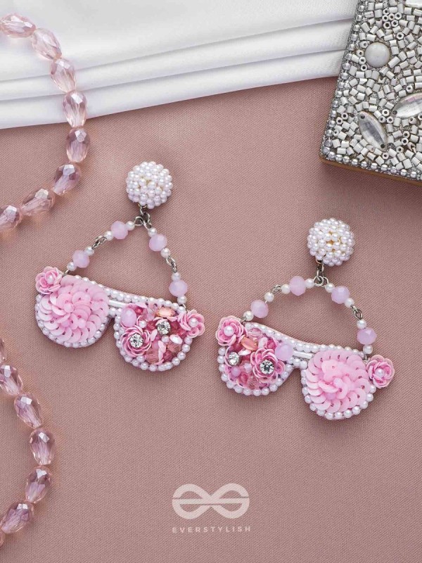 Upanetram - The Beautiful Spectacles - Sequins, Pearls And Beads Hand Embroidered Earrings