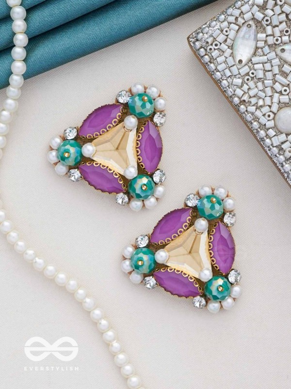 SUTRAALI- THE BEADS 'N BLING - STONES AND PEARLS EMBROIDERED EARRINGS