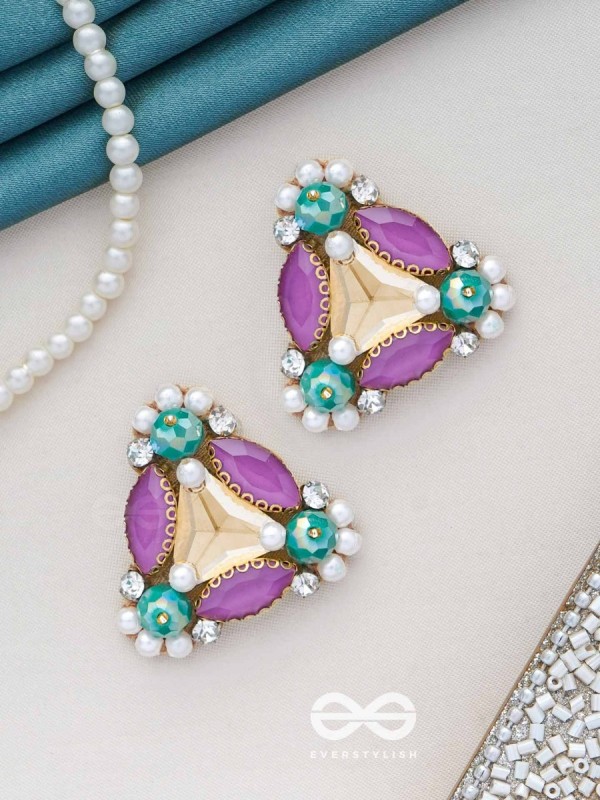 SUTRAALI- THE BEADS 'N BLING - STONES AND PEARLS EMBROIDERED EARRINGS