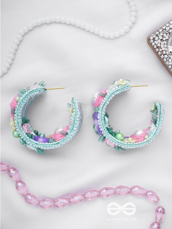 ABHICHARINI - THE ENCHANTRESS BOUQUET - SEQUINS, PEARLS AND BEADS EMBROIDERED EARRINGS