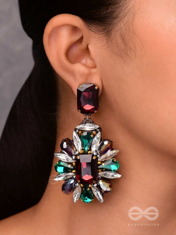 MANIDHAVALIKA - THE LAVISH GEMS - STONE EMBROIDERED EARRINGS