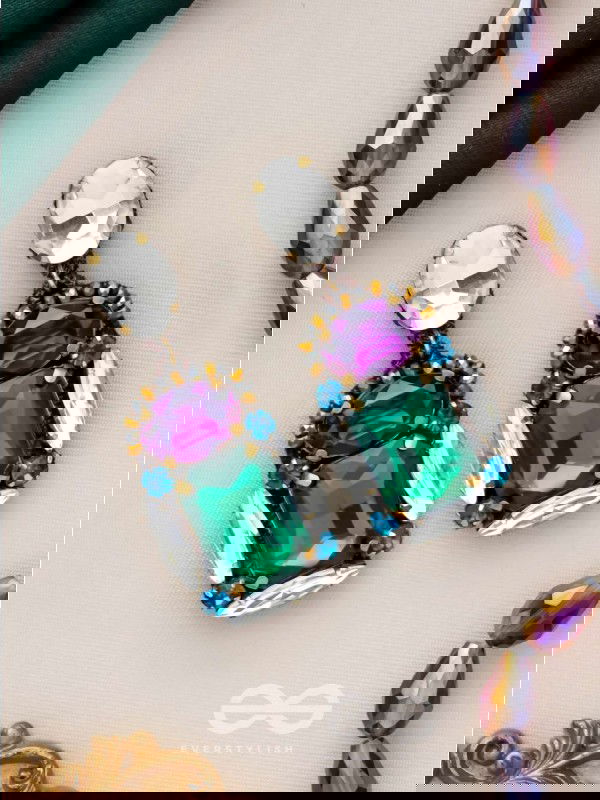 Vibhushita - Adorned With Gems - Stone Hand Embroidered Earrings