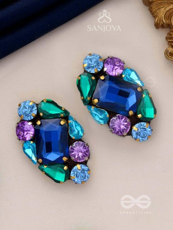 Ratnakunja - Cluster of Gems - Stone embroidered earrings 