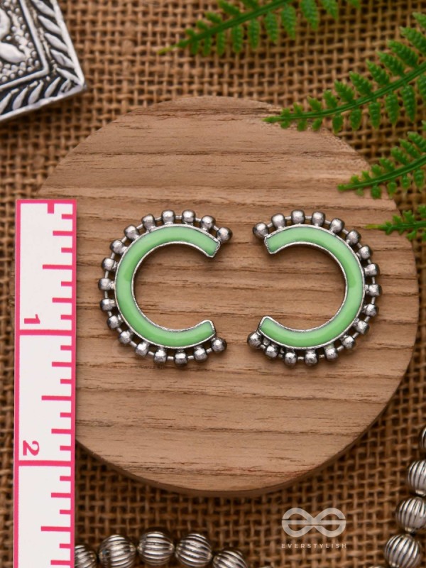 CRISP SPRINGTIMES - SILVER ENAMELLED EARRINGS