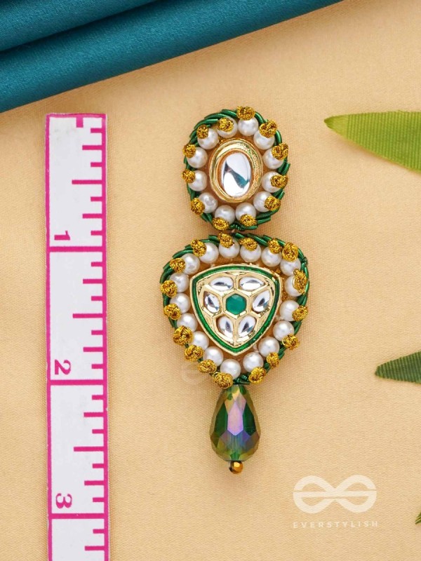 Atavika - The Mystic Glow - Beads, Polki And Kundan Finished Hand Embroidered Earrings