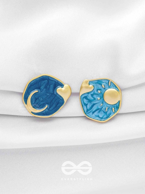 DAYDREAMS & NIGHTSKIES - GOLDEN ENAMELLED STUD EARRINGS