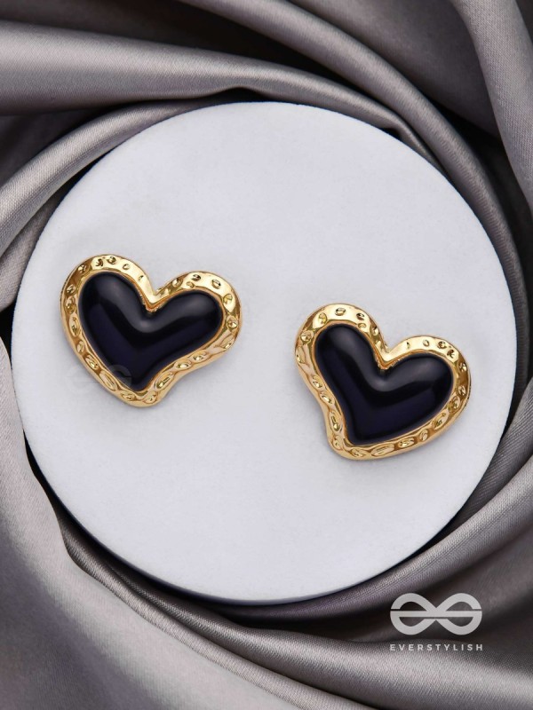 BEATS OF BEAUTY - GOLDEN EMBELLISHED EARRINGS (BLACK)