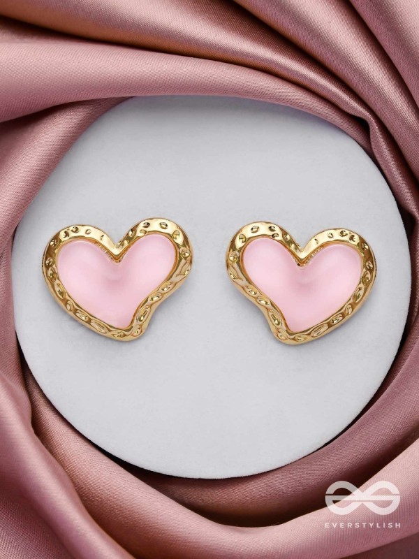 BEATS OF BEAUTY - GOLDEN EMBELLISHED EARRINGS (PINK)